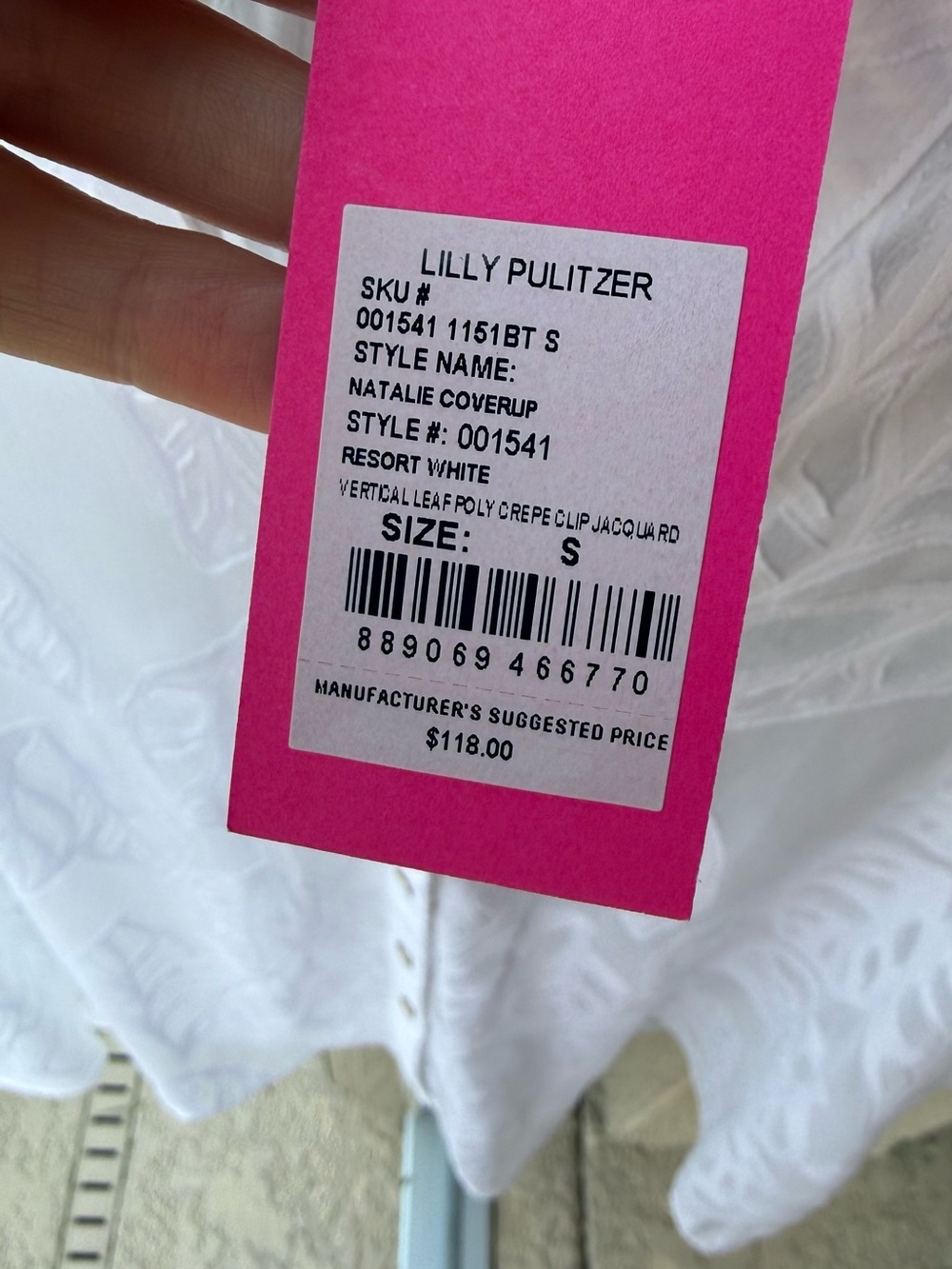 🌴NWT Lilly Pulitzer Natalie Coverup Resort White Leaf Jacquard S $118🌴 - Picture 6 of 9